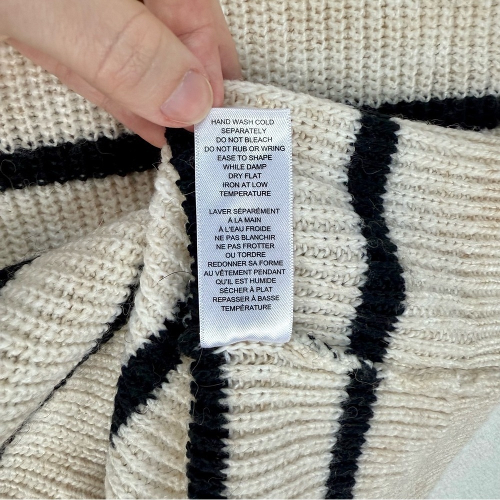 Cleo Oversized Quarter Zip Sweater with Black Stripes - Picture 8 of 8